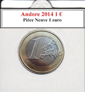 Le verso de la pièce neuve de 1 euro d'Andorre 2014 montre l'aigle de saint Jean, symbole de l'évangéliste, entouré de l'inscription "ANDORRA" et l'année "2014". Les douze étoiles de l'Union Européenne entourent le design. En parfait état de collection, non circulée