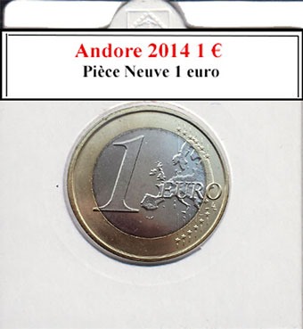Le verso de la pièce neuve de 1 euro d'Andorre 2014 montre l'aigle de saint Jean, symbole de l'évangéliste, entouré de l'inscription "ANDORRA" et l'année "2014". Les douze étoiles de l'Union Européenne entourent le design. En parfait état de collection, non circulée