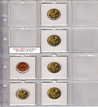 La série de 6 pièces d'Andorre 2014 inclut des valeurs de 0.05 à 2 euros. Chaque pièce, neuve et non circulée, arbore des motifs nationaux comme le blason d'Andorre. Présentées dans un emballage transparent, elles sont en parfait état de collection Pièces de 2 Euros Rares