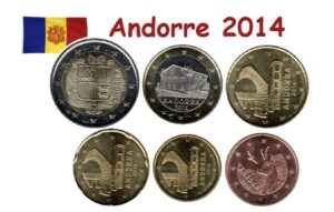 La série de 6 pièces d'Andorre 2014 inclut des valeurs de 0.05 à 2 euros. Chaque pièce, neuve et non circulée, arbore des motifs nationaux comme le blason d'Andorre. Présentées dans un emballage transparent, elles sont en parfait état de collection