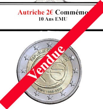 La pièce autrichienne de 2 euros commémorative de 2009 marque les 10 ans de l'Union économique et monétaire (EMU). Elle présente une carte de l'Europe avec les douze étoiles de l'Union européenne, symbolisant l'intégration économique. Cette émission reflète l'importance de l'EMU pour l'Autriche et l'UE dans son ensemble.