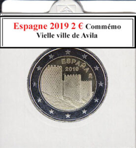 La collection d'euros d'Espagne de 2019 comprend une pièce commémorative de 2€ dédiée à Avila, état neuf. Cette édition spéciale met en valeur l'architecture médiévale des remparts d'Avila, captivant les collectionneurs par son design historique et son importance culturelle, enrichissant la numismatique espagnole par sa rareté et son attrait esthétique.