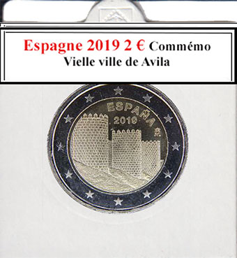 La collection d'euros d'Espagne de 2019 comprend une pièce commémorative de 2€ dédiée à Avila, état neuf. Cette édition spéciale met en valeur l'architecture médiévale des remparts d'Avila, captivant les collectionneurs par son design historique et son importance culturelle, enrichissant la numismatique espagnole par sa rareté et son attrait esthétique.